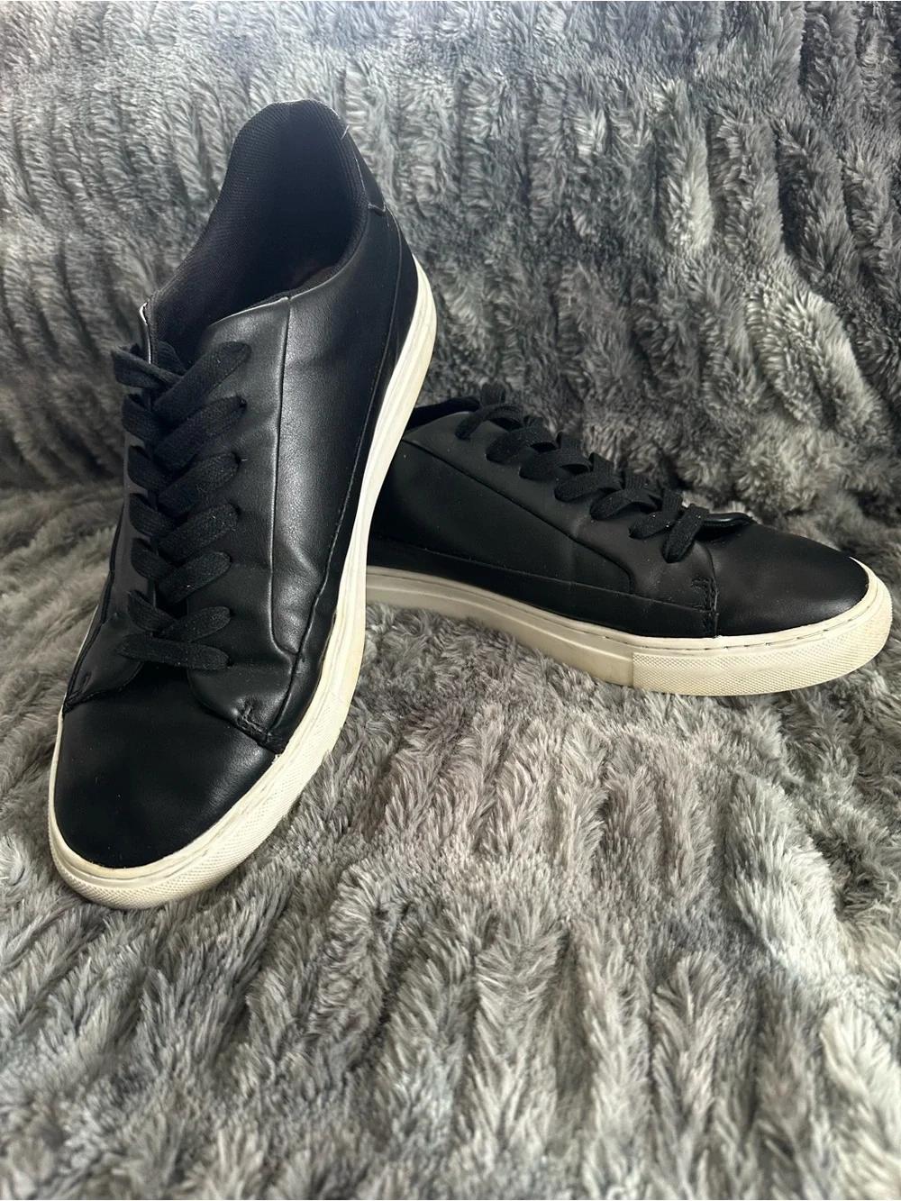 Mix No. 6 Black Leather Low-Top Sneakers with Off-White Sole